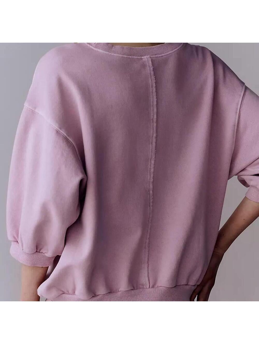 Pilcro Anthropologie Niki Bubble Sweatshirt Small Crewneck Lilac Light Purple - Picture 6 of 8